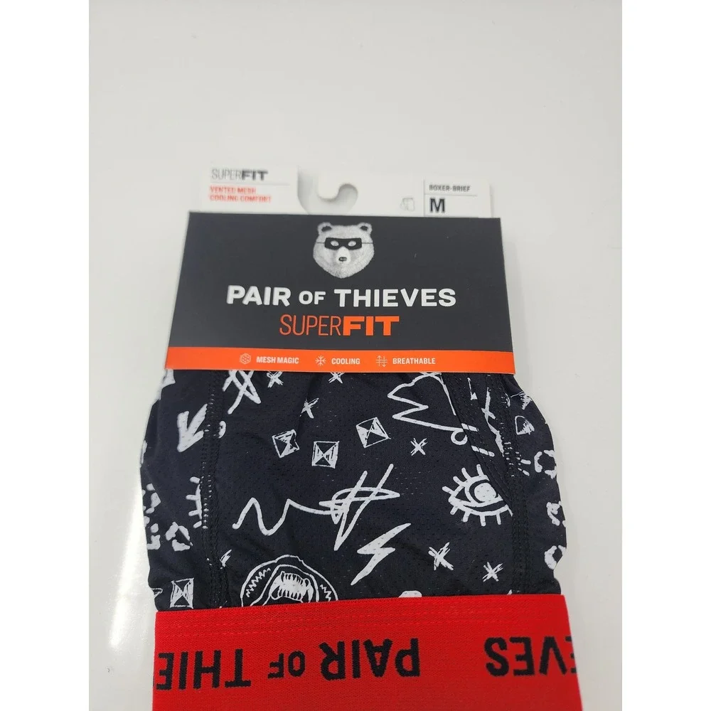 Pair of Thieves Mens SuperFit Boxer Briefs Black Polyamide Blend Size Medium